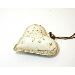 Serce metalowe ręcznie malowane 15cm Białe